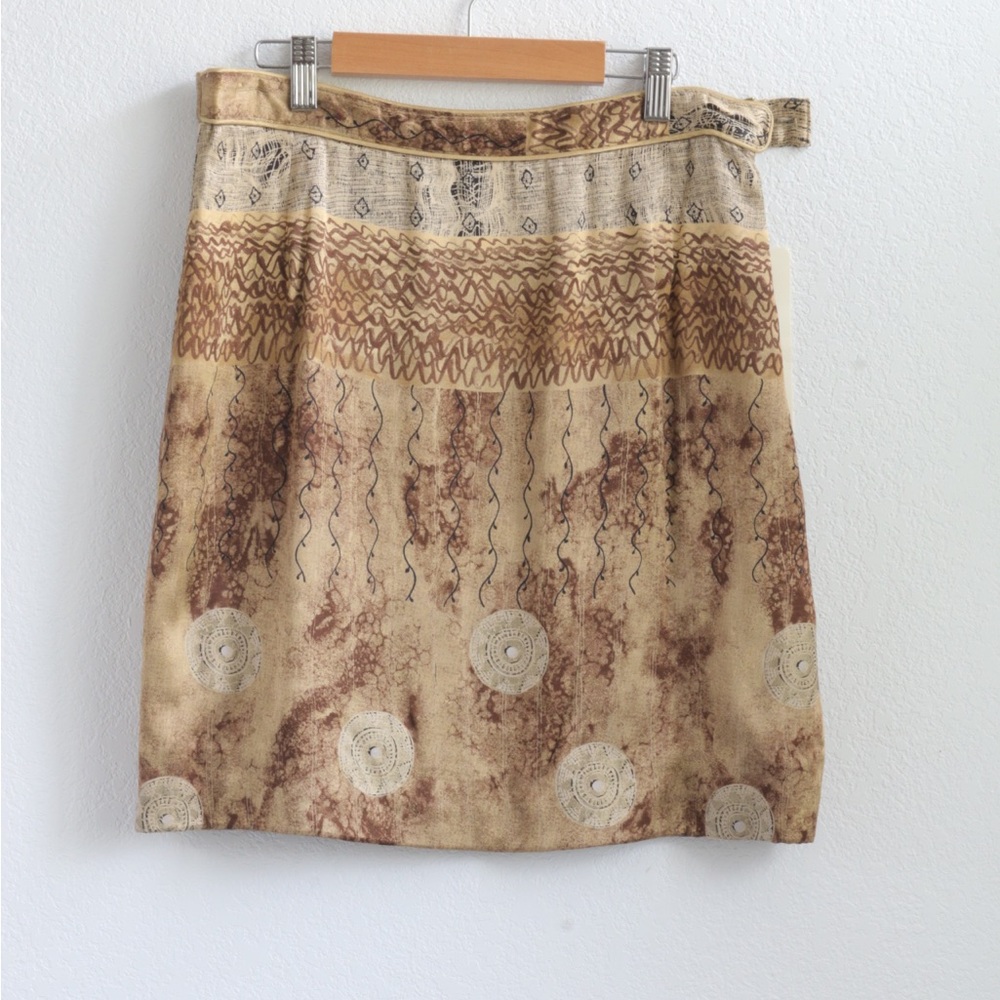 Vintage Dorothy Schoelen NWT Neutral Beige & Brown Patterned Mini Skirt